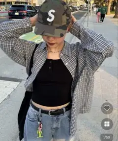 nugu hoop クラシックチェックシャツ　ネイビー