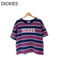 ディッキーズ　メンズ　デカロゴ　ボーダー　半袖　メンズ　パープル　Tシャツ　M