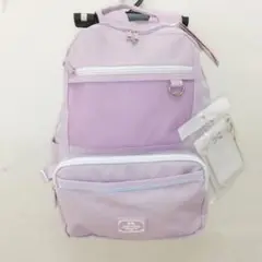 新品未使用 メゾピアノジュニア クリアラメポーチ付リュック パープル 約20㍑