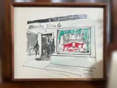 藤田嗣治在銘油彩画 色紙絵【 アケビ図 】 サイン有り額装前面ガラス