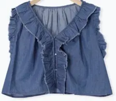 【新品未使用タグ付き】サマンサモスモス　デニムフリルベスト