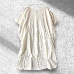 【千趣会】ワンピース チュニック 綿100％ バックロング ひざ丈 半袖 Lのサムネイル