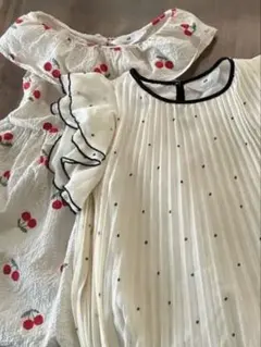 H&M ２枚セット　ノースリーブワンピース★ ドット柄＆さくらんぼ柄　140cmのサムネイル