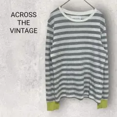 アクロスザヴィンテージ 長袖 カットソー 灰色 白 ライム 綿100% 日本製