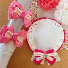 キーホルダーも付けられる 缶バッジロゼット キンブレリボン ピンクスター