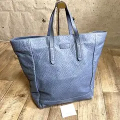 グッチ トートバッグ エンボス加工 シボ感 レザー ブルー GI377 - メルカリ