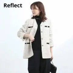 Reflect リフレクト ファンシーツィードジャケット ノーカラー M