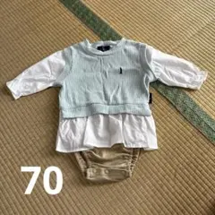 ロンパース　秋服　重ね着風　おしゃれ着　70