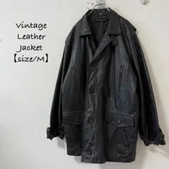Vintage/ヴィンテージ★リアルレザージャケット★本革★ブラック/黒★M