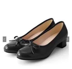 エメナルバレーシューズ　リボン付きブラックパンプス　GRL