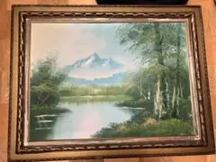 山と湖の風景画 ( ᵕᴗᵕ ) 油彩画