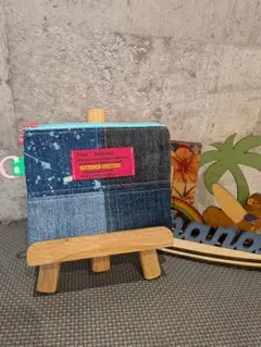 デニムパッチワークポーチ