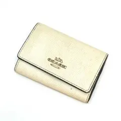 Y603-108　COACH キーケース レザー アイボリー キーリング付き