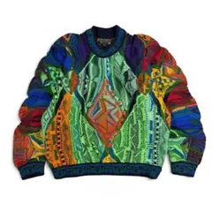 美品】COOGI クージー 好配色 ピュアウール 3Dニットセーター 幾何学模様