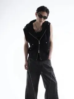 JentLouis Studded Sleeveless Hoodie