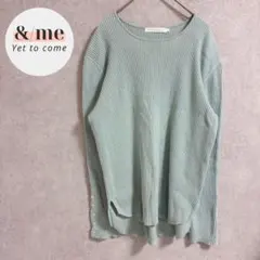 アメリカンホリック　長袖リブニット　袖口ボタン　スリット　ミントグリーン　L