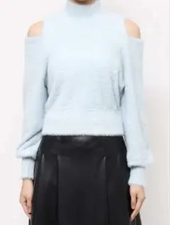 MERCURYDUO オープンショルダーミニシャギーニット