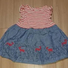 Gap 18-24m  90  バンビ 切り替えワンピース ボーダー デニム