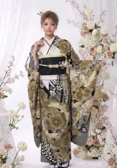ファーショール付き！振袖フルセット(8点)成人式・高級手絞り・金駒