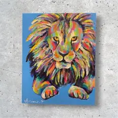 カラフルなクジラの原画 27.3×22cmキャンバス 絵画 現代アート 動物画