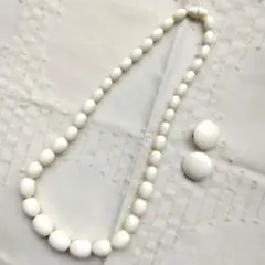 ホワイト ビーズネックレス イヤリング ネックレス アクセサリー レディース