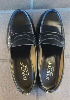 HARUTA ブラックレザー ローファー