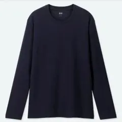【美品】UNIQLO ソフトタッチクールネックT ネイビー 長袖カットソー M