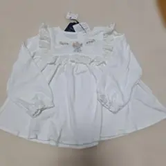 花柄　ホワイト　カットソー