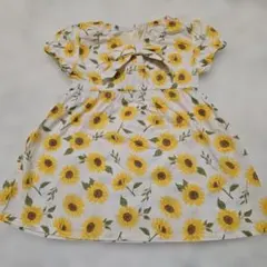 バースデイ　半袖ベビーワンピース　ひまわり柄　90cm