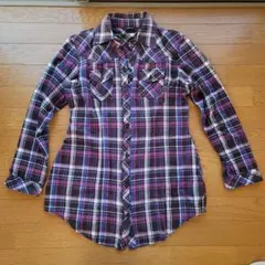 レディース　チェック柄 長袖シャツ　Lサイズ