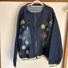 デニムジャケット スマイル刺繍 新品未使用