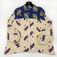 美品✨近年 倭物やカヤ IROKOROMO 和柄 花柄 スモックシャツ 洗える
