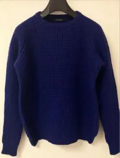 URBAN RESEARCH ニット ワッフルセーター　M ブルー　ウール100のサムネイル