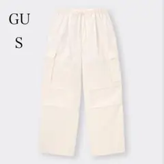 ジーユーパラシュートカーゴパンツ ひも付きウエストゴム ドロスト 裏地付【S】