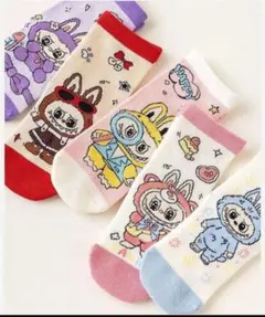 ラブブ LABUBU 靴下 大人気　ソックス 5足セット　3~5歳　子供　キッズ