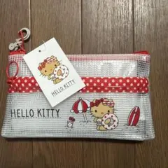 サンリオ キティ 日焼けキティ クリアフラット ポーチ サングラス しまむらのサムネイル