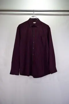 90s オランダ製 ユーロワークボタンダウンストライプシャツ レッド