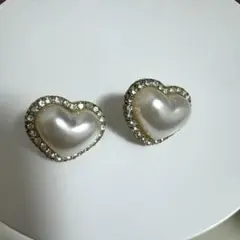 ハートパールピアス　シルバーハートピアス　　可愛い