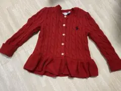 Ralph Lauren 赤 ケーブルニット カーディガン 90