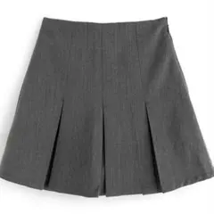 グレー プリーツ ミニスカート