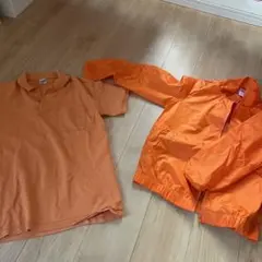 オレンジ ポロシャツとジャケットセット