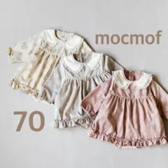 【新品タグ付き】mocmof モクモフ おめかし花柄ロンパース 70cmのサムネイル