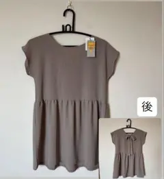 バックリボン 半袖 チュニック ベージュ　Lのサムネイル