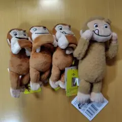 おさるのジョージ　ぱちっと抱きつきバンド＆ぽわぽてぬいぐるみ　マスコット　４種