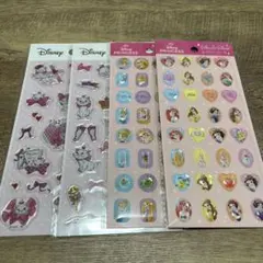 セリアシール　４点セット　マリーちゃん　ディズニープリンセス　ストーンシール