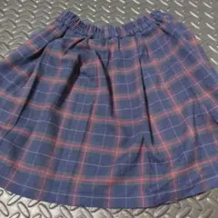 ネイビー系チェック プリーツスカート 140
