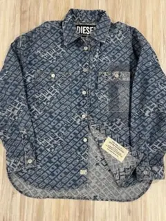 【美品】DIESEL ディーゼル デニム 総柄 長袖デニムシャツ Lサイズ