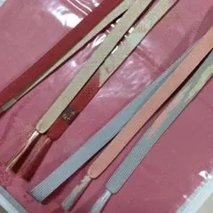 帯揚げ　丹後ちりめん 帯締め2本セット　絹100%　ピンク系