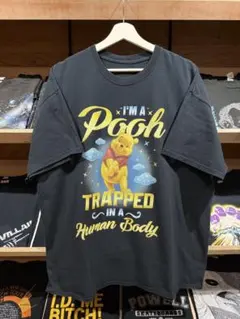 00s ディズニー Pooh プーさん キャラクターT ブラック XXL相当