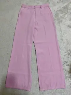 薄紫 ワイドパンツ フロントファスナー付き